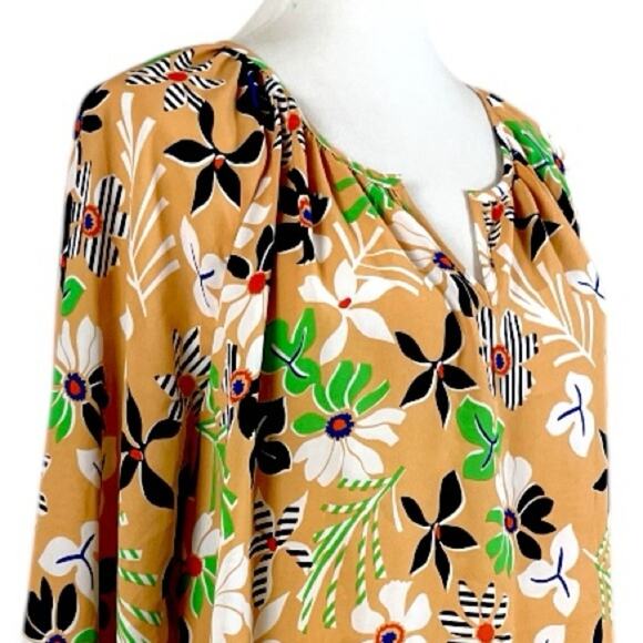 Cabi Blouse V-neck Popover Long Sleeve Peach Multi Mod Floral Women’s Size Large - Picture 6 of 12
